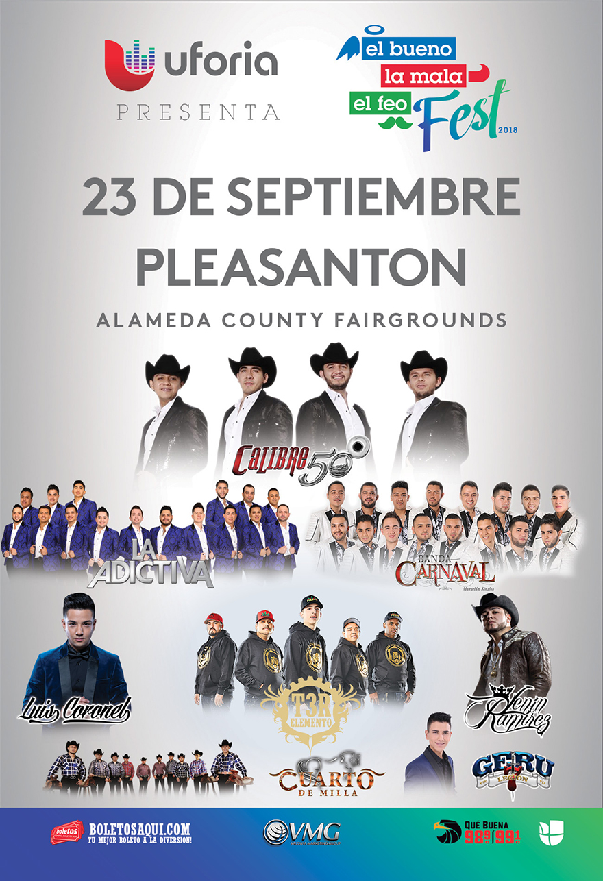 Calibre 50, La Adictiva, Banda Carnaval, Luis Coronel, T3R Elemento, Lenin Ramirez y Cuarto de Milla – Alameda County Fairgrounds – Pleasanton, CA