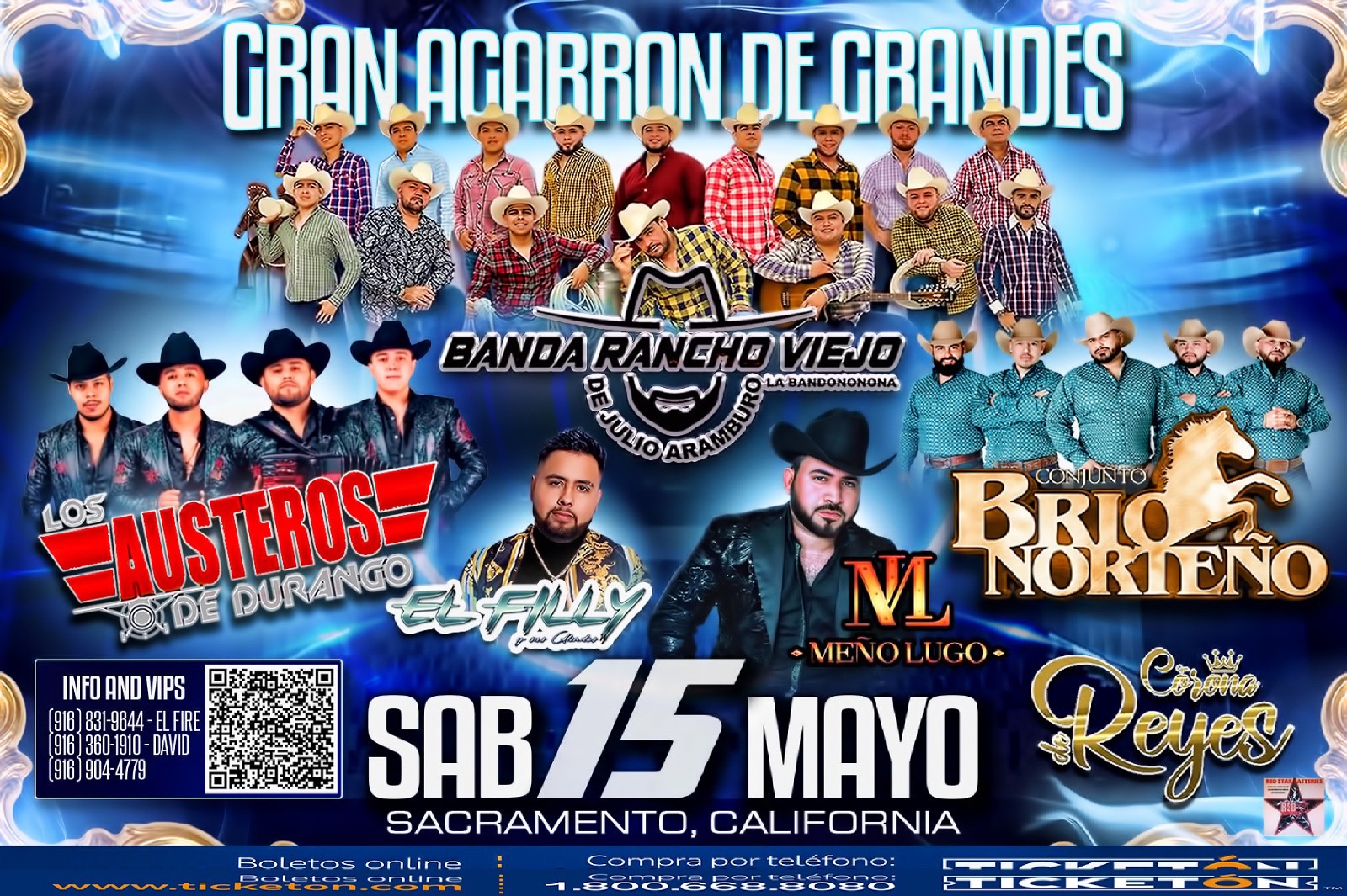 Gran Agarron de Grandes – Banda Rancho Viejo, Los Austeros de Durango, Conjunto Brio Norteno, Meno Lugo y El Filly – Roseville, CA