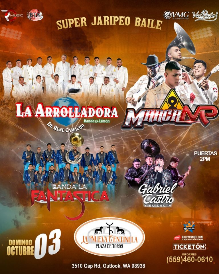 Super Jaripeo Baile con La Arrolladora, Marca MP, Banda La Fantastica y